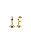 PENDIENTES DE ARO EN ALEACIÓN DE METALES BAÑADOS EN ORO 18K CON DETALLE DE OJO CON CRISTAL VERDE Pendiente