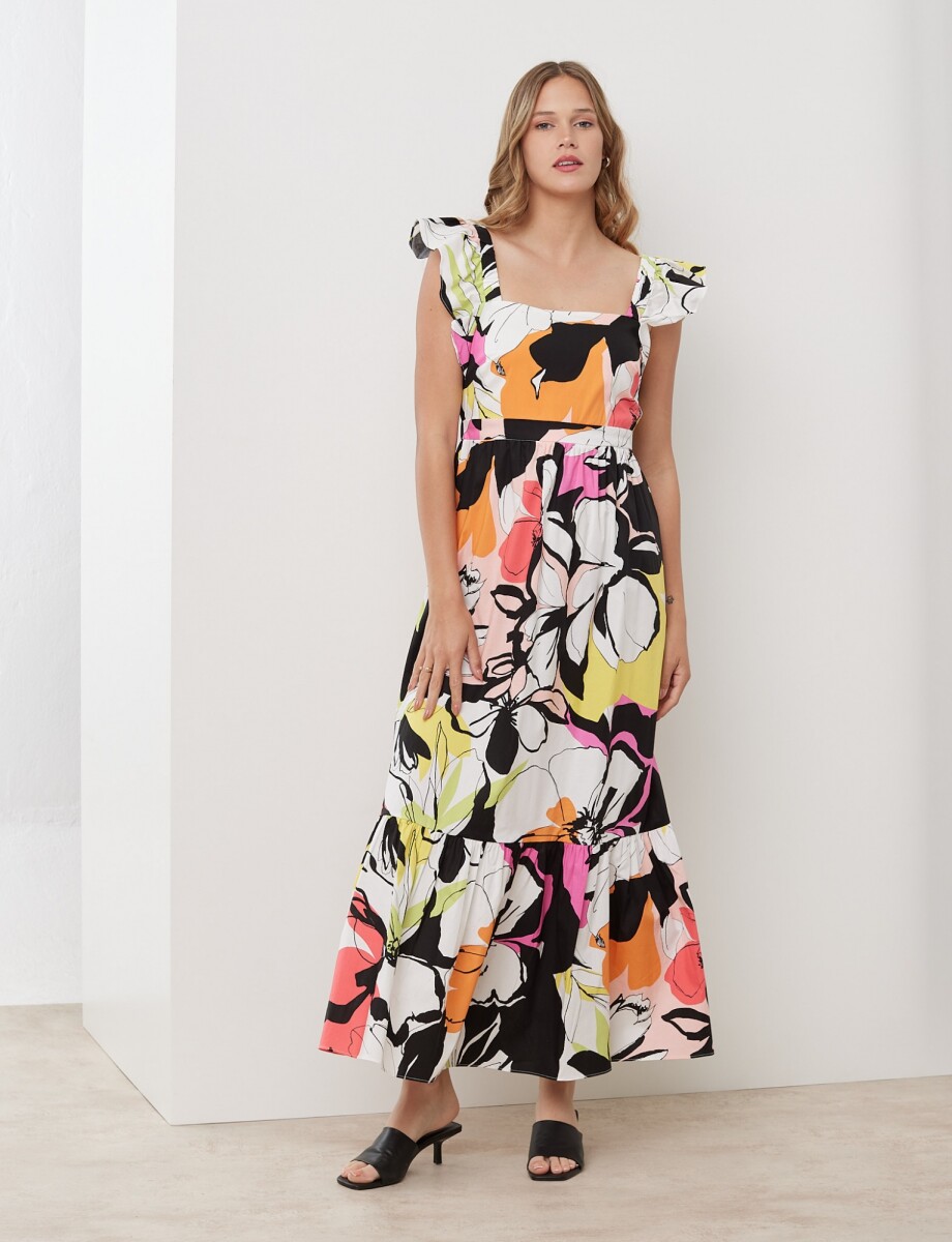 Vestido Maxi Flores - Multi/rosa 