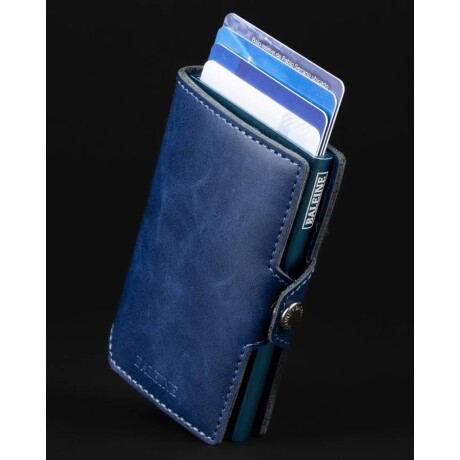 Billetera Baleine Kansas en Aluminio y Cuero con Protección RFID Original Navy