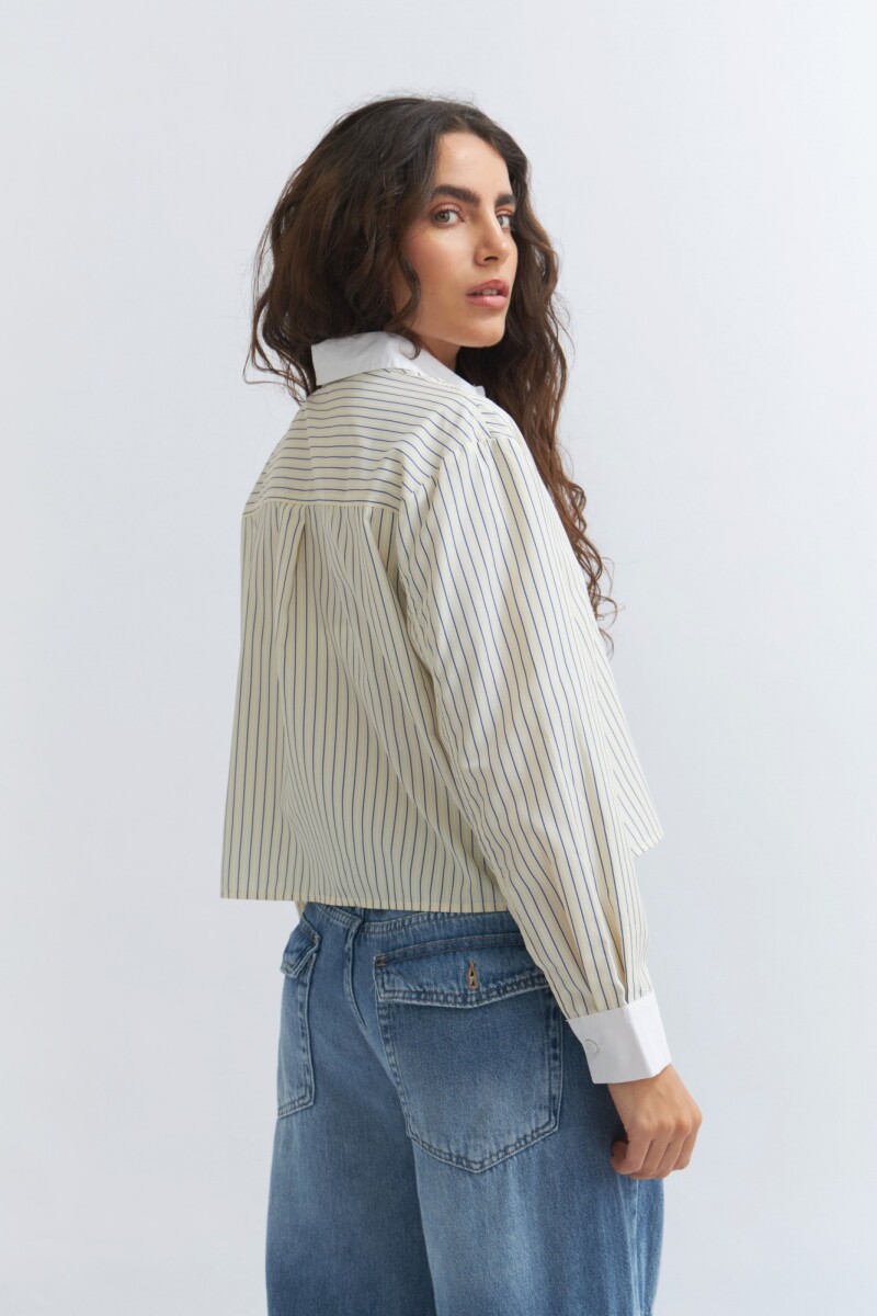 Camisa crop top bicolor AMARILLO