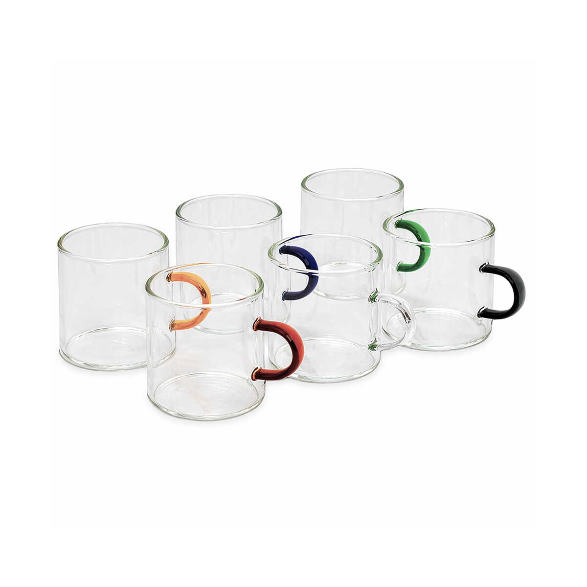 Set x6 Taza de vidrio con asa de color - 120ml 