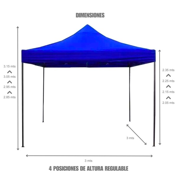 Gazebo Plegable 3x3 Para Playa o Jardín Autoarmable Color Azul Gazebo Plegable 3x3 Para Playa o Jardín Autoarmable Color Azul