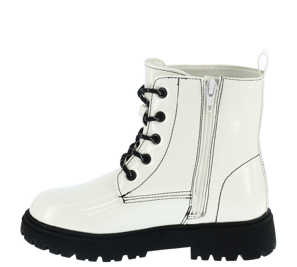 Bota borcego SUVY de charol y contraste de colores White