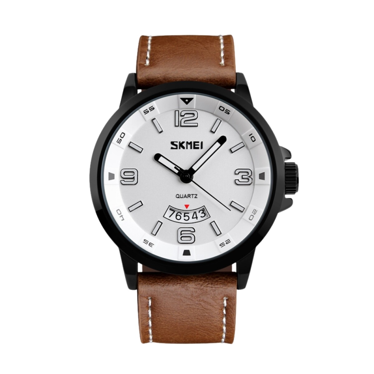 Reloj Skmei 9115wtbn Analógico Para Hombre En Acero Plateado Con Correa Marrón De Cuero 