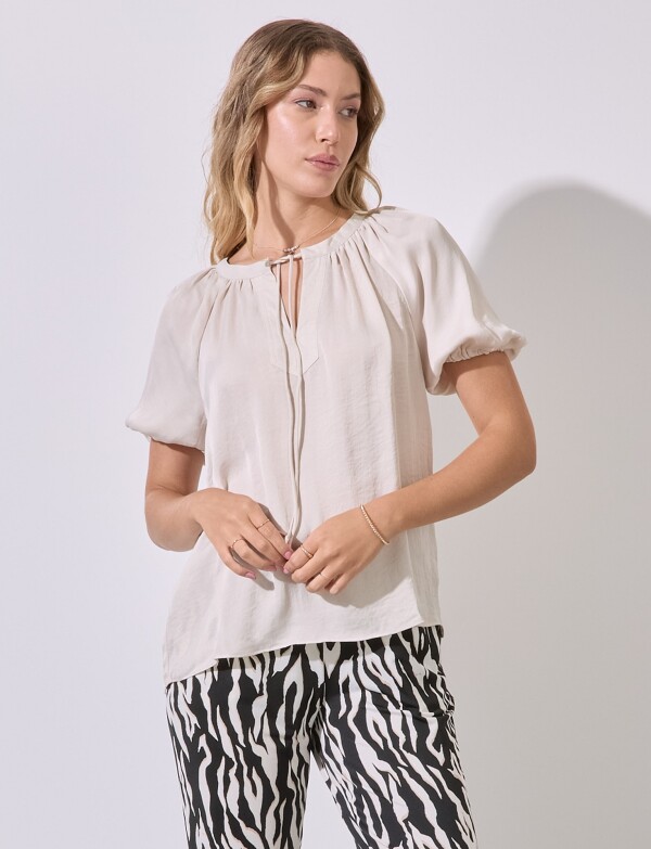 Blusa Saten Lazo BEIGE