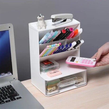 Organizador para útiles con cajón Blanco