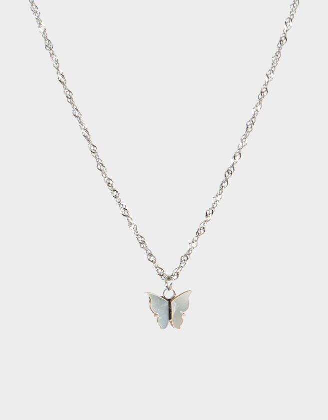 Cadena Corta con Dije Premium Silver Cadena Corta Con Dije Mariposa - Plateado