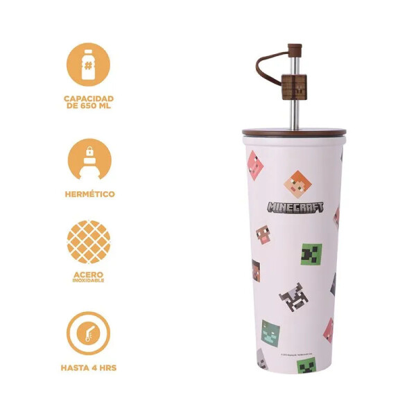 Vaso Minecraft 650ml blanco