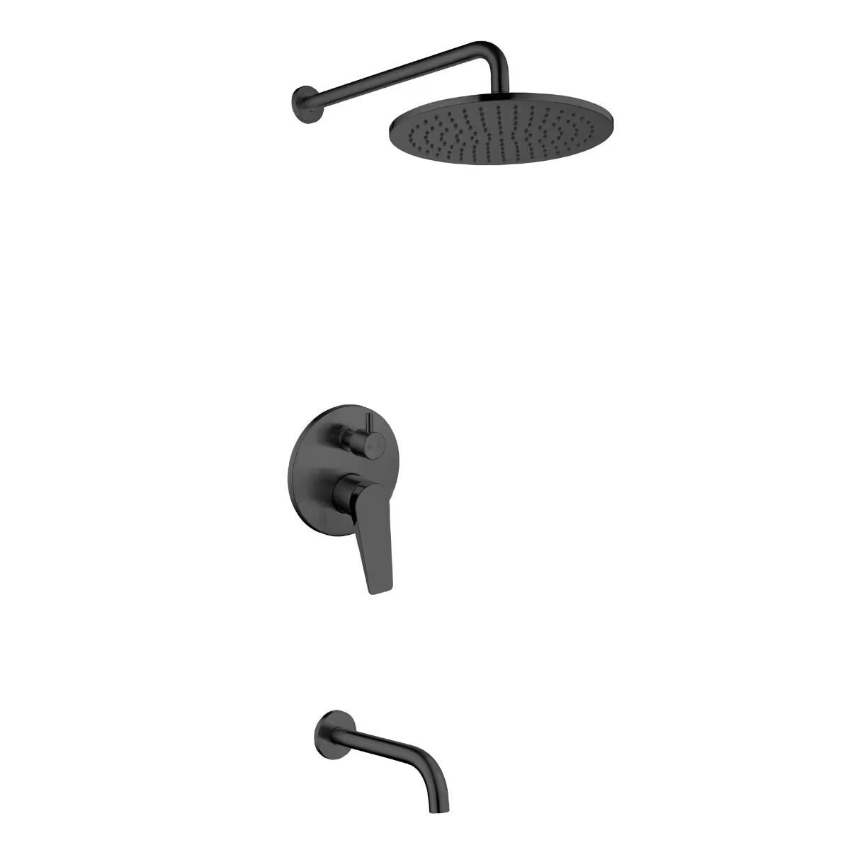 Grifería De Ducha Monocomando Embutida Con Transferencia Chronos Negro Mate 