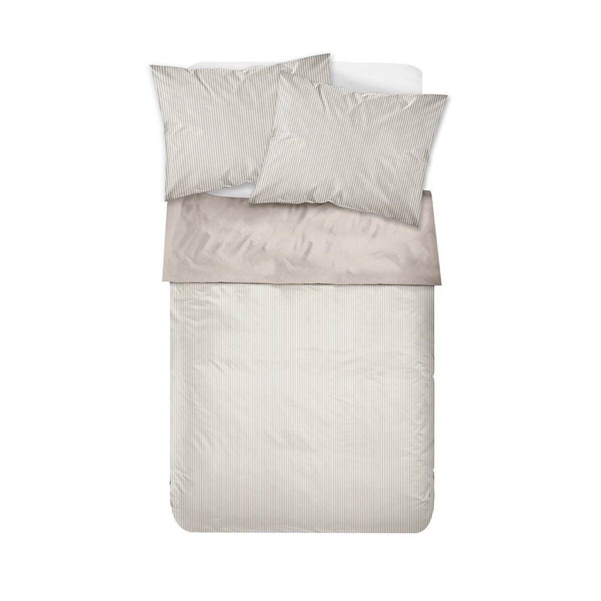 JUEGO DE SABANAS ALGODON 180H FULL 140x190+30CM RAYAS BEIGE 