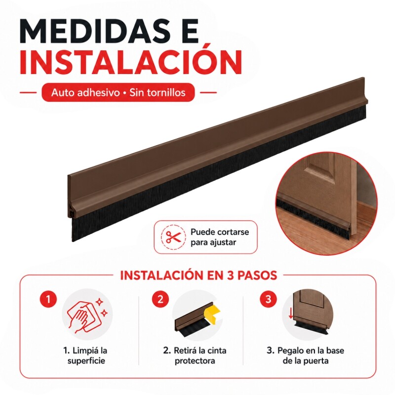 Zócalo adhesivo PVC con cepillo 100 cm MARRON