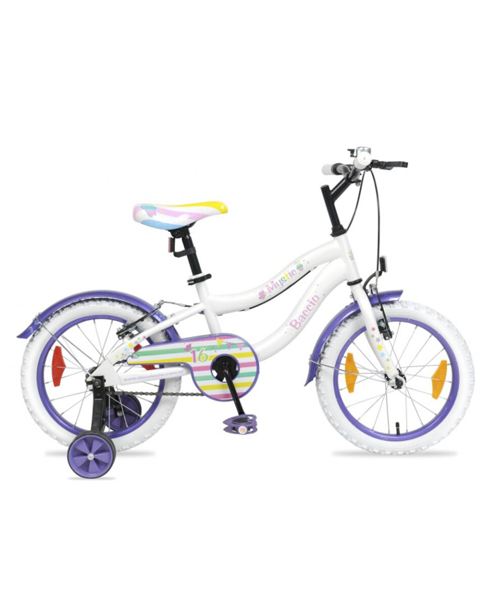 Bicicleta Baccio Mystic rodado 16 - Blanco - Violeta 