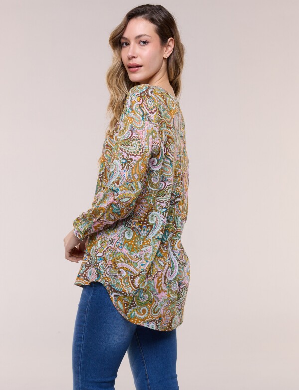 Blusa Holgada Arabescos MULTI/TOSTADO