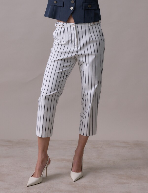 Pantalon Slim Ankle BLANCO/AZUL