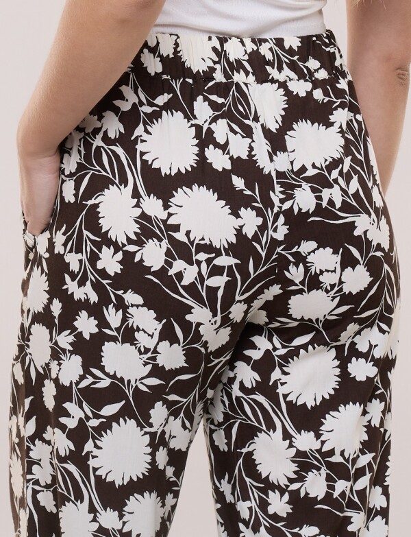 Pantalón Crop Fluido MARRON/MULTI