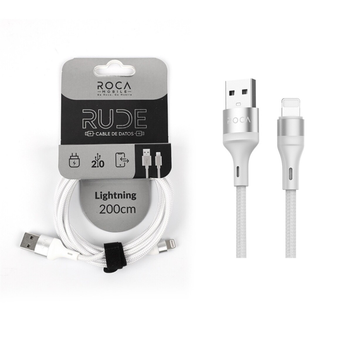 Cable USB A a Lightning Roca Rude 2M 3A Blanco 