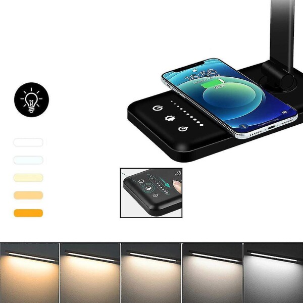 Lampara Luz Led Cargador Inalambrico Mesa Escritorio Qi Lampara Luz Led Cargador Inalambrico Mesa Escritorio Qi