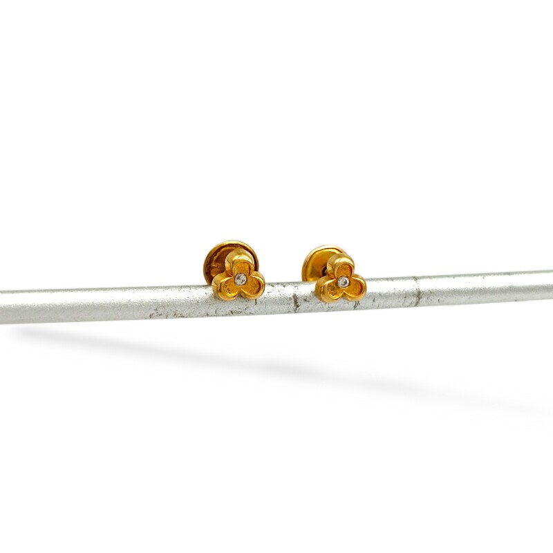 Caravanas Flor de oro - Oro bajo -Zirconia - CA8168 conpiedra
