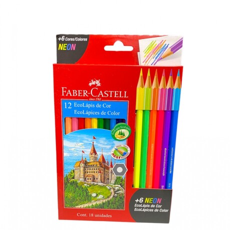 Lápices de Colores Hexagonal Faber-Castell x 12+6 Neon Lápices de Colores Hexagonal Faber-Castell x 12+6 Neon