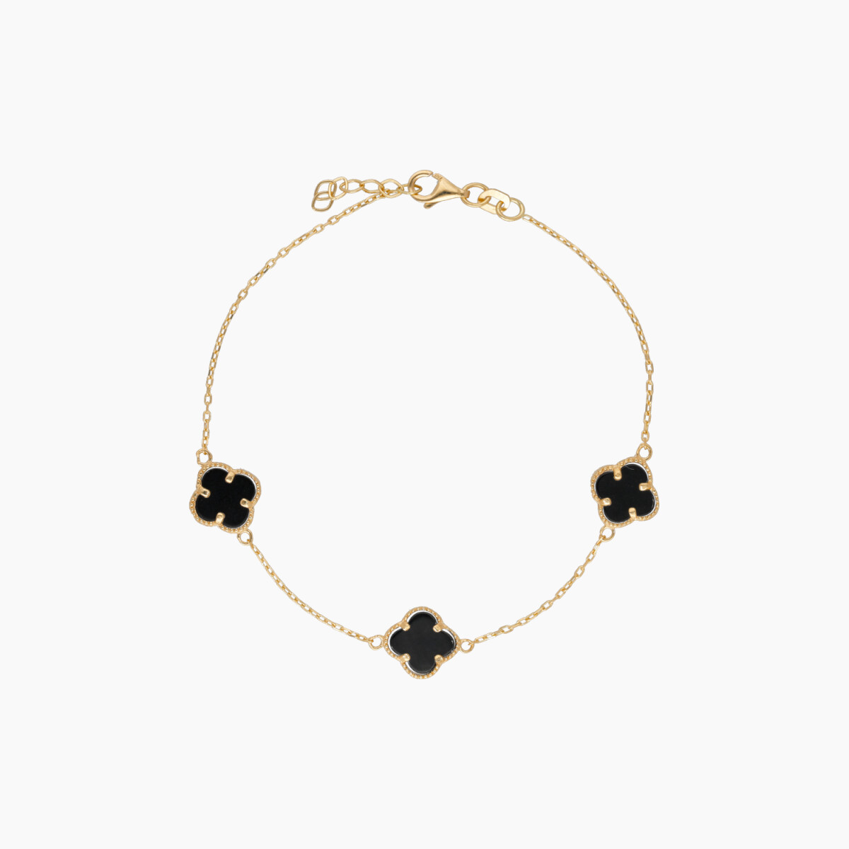 Pulsera En Oro 18k Estilo Van Cleef Con 3 ónix 