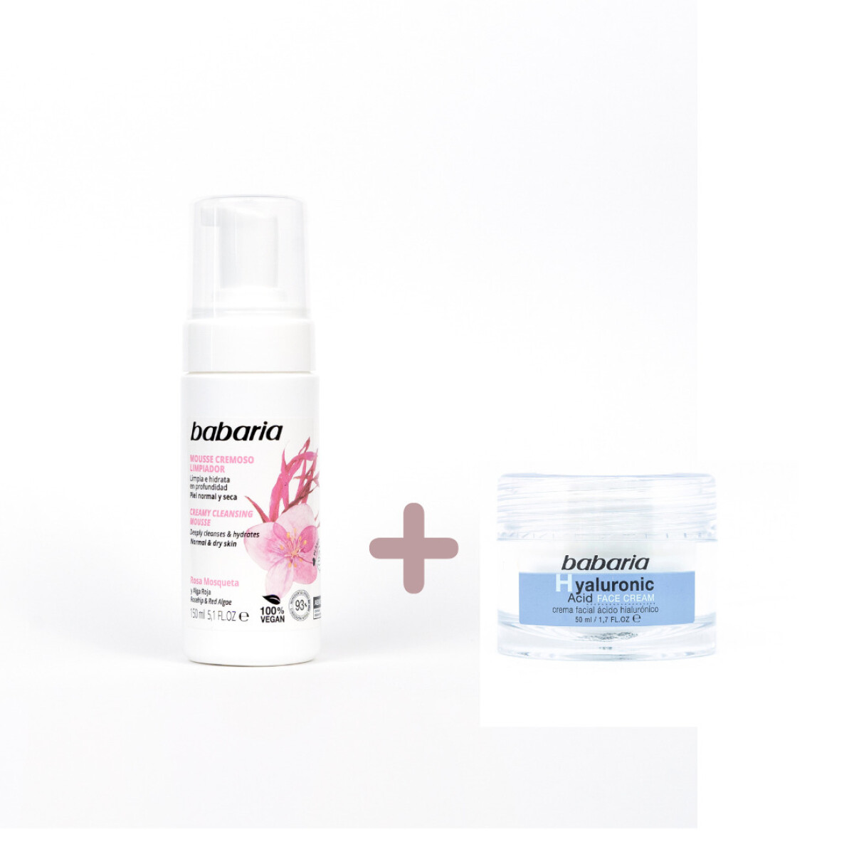 Rutina básica de skincare - Mousse limpiador + crema hidratante - Ácido hialurónico 
