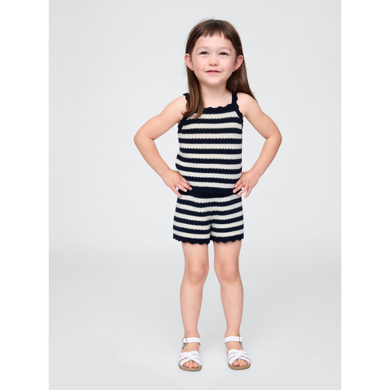 CROCHET STRIPE SHORTS NAVY UNIFORM