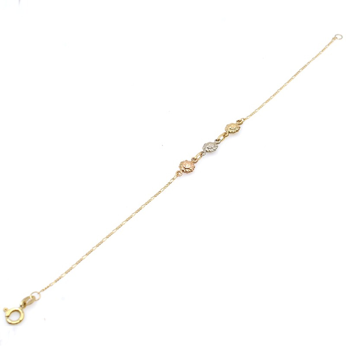 Pulsera fina en oro 18k de 2 tonos con 3 soles 