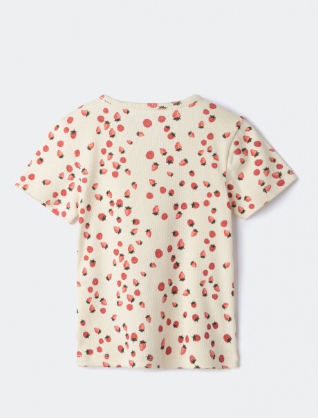 BLUSA CON ESTAMPADO EN TELA ACANALADA BLANCO