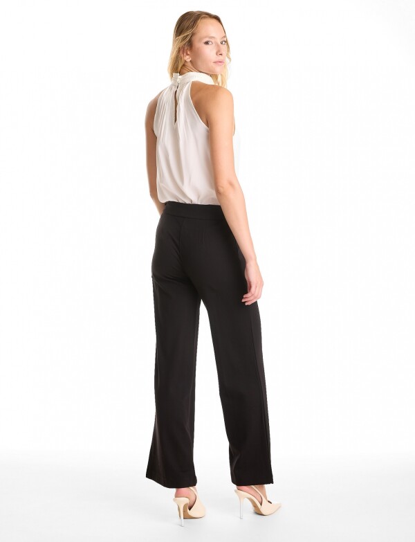 Pantalon Wide Leg Pretina Prolongada NEGRO