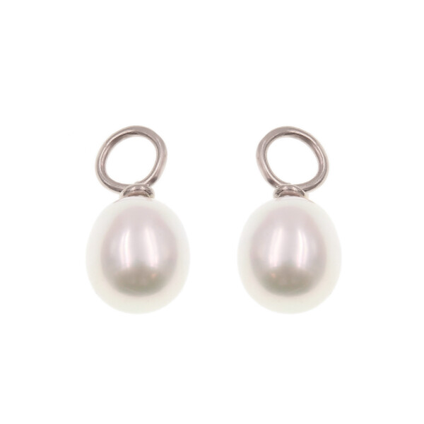 Accesorio colgante para aros de oro 18k blanco con perlas Accesorio colgante para aros de oro 18k blanco con perlas