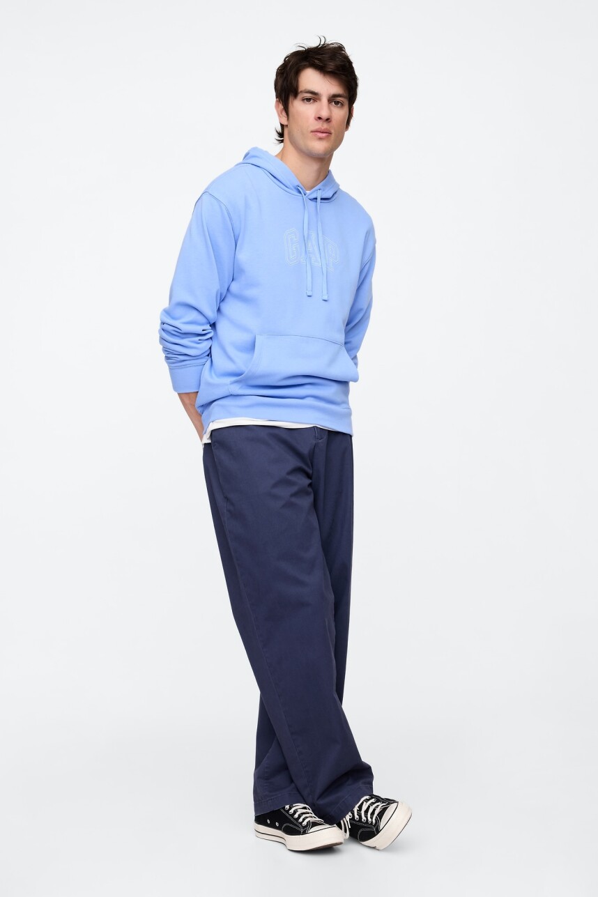 Buzo Canguro Logo Gap Hombre Shirting Blue