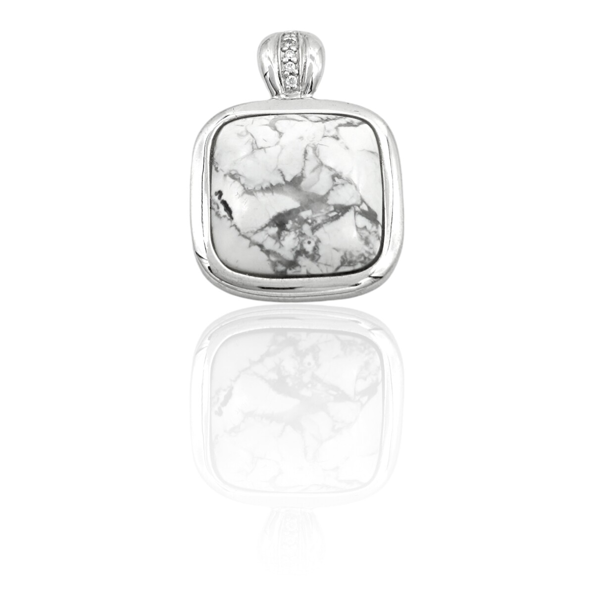Dije Colgante Cuadrado-Plata 925-Howlita-CP4302 - conpiedra 