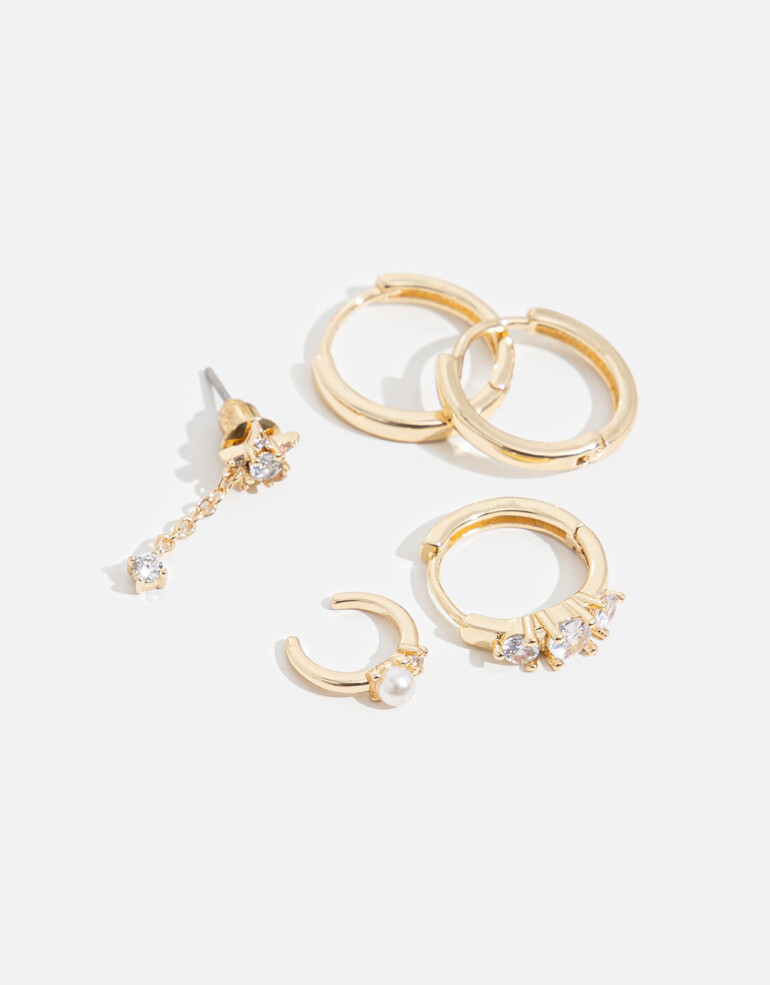 Aros Sets Strass Set De Aros Con Cubic Zirconia - Dorado