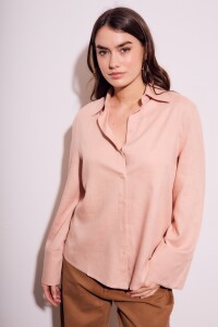 Camisa Con Lino Rosa