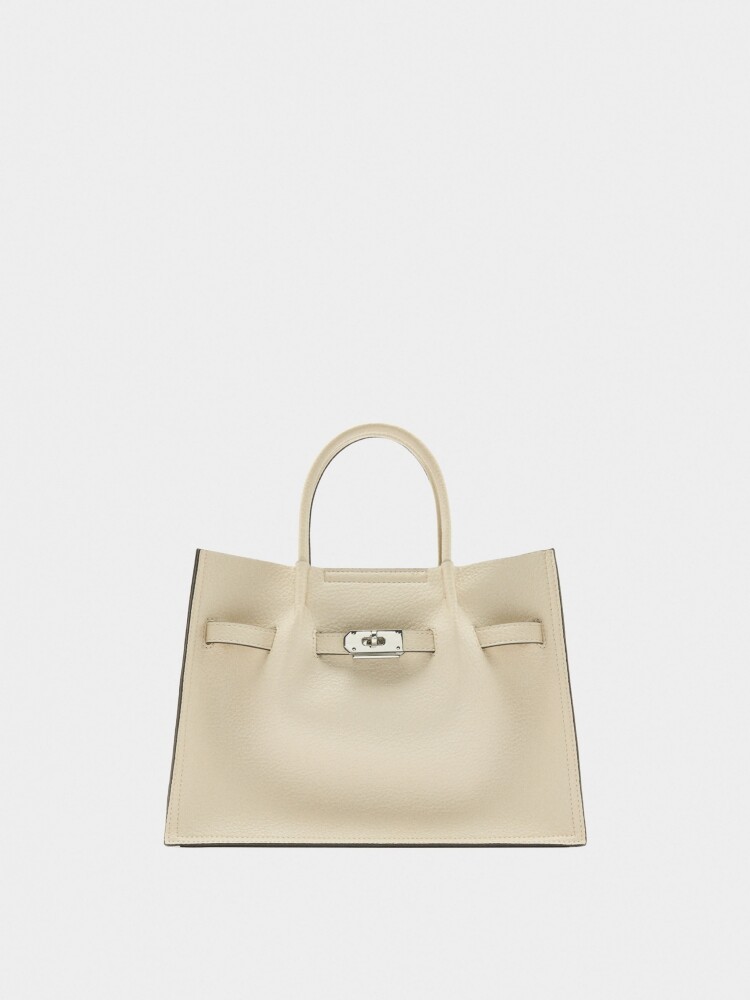 Bolso Tote Con Textura Y Detalle De Cinturón crudo