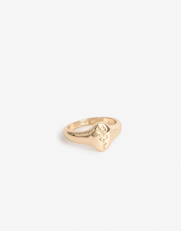 Anillos Chicos Metal Anillo Strass Dedo Meñique Sello - Dorado