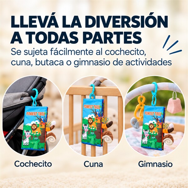 Libro Sensorial de Tela para Bebé con Colas y Texturas Azul 1
