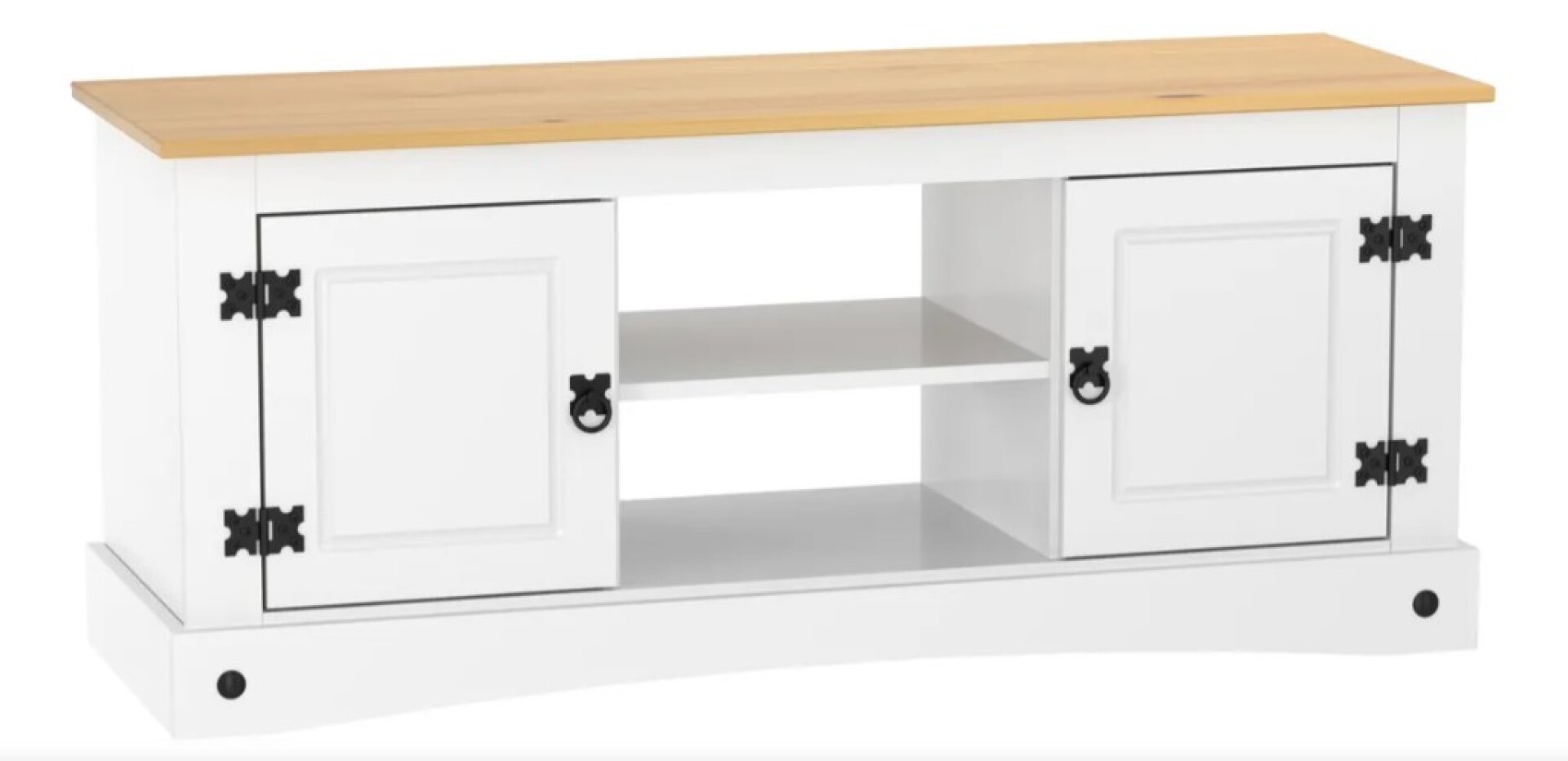Rack TV Estilo Mexicano Color BLANCO y CERA NATURAL 