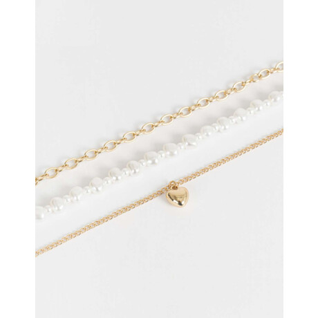 Set De Chokers Con Perlas Dorado