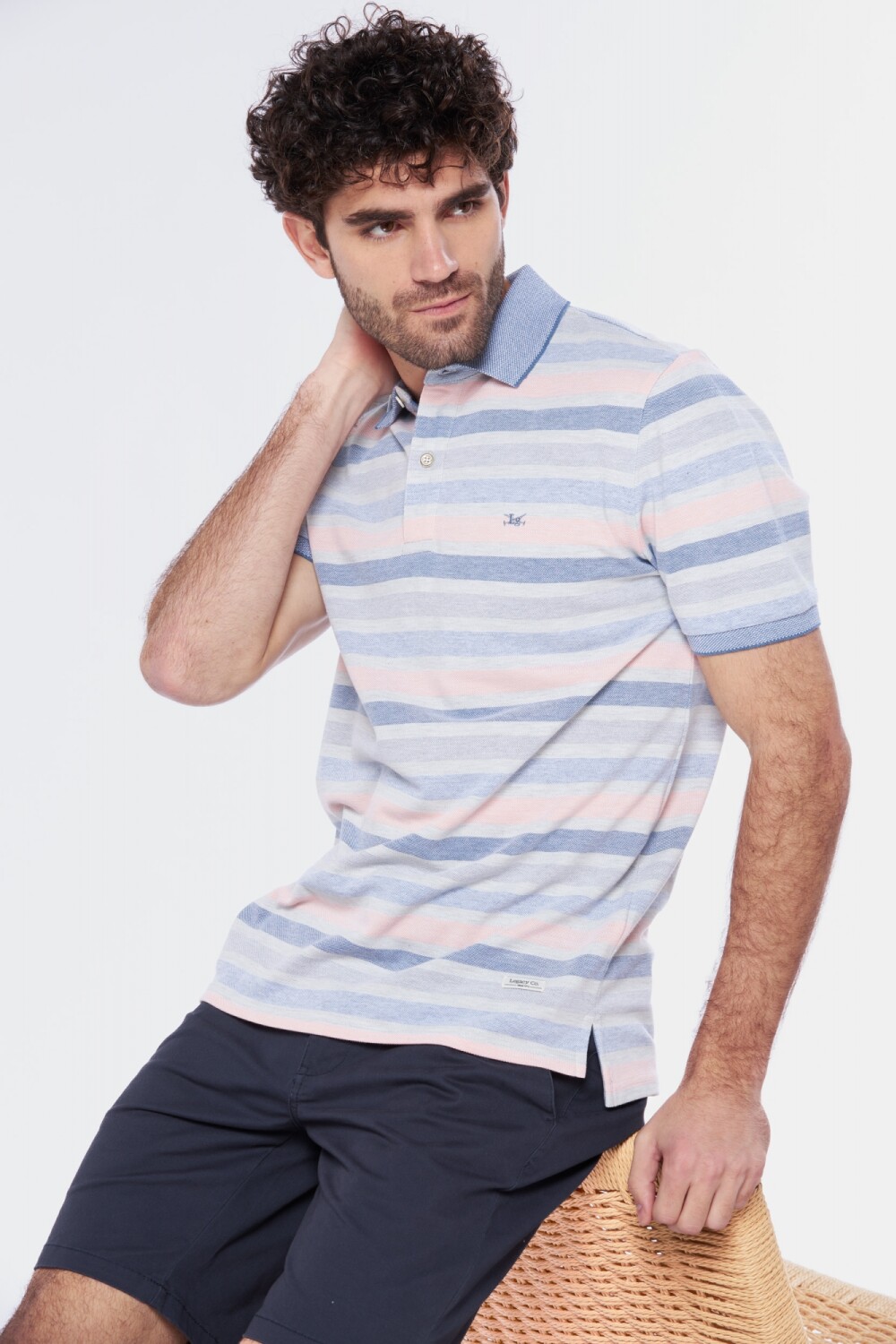 REMERA POLO RAYADA Gris