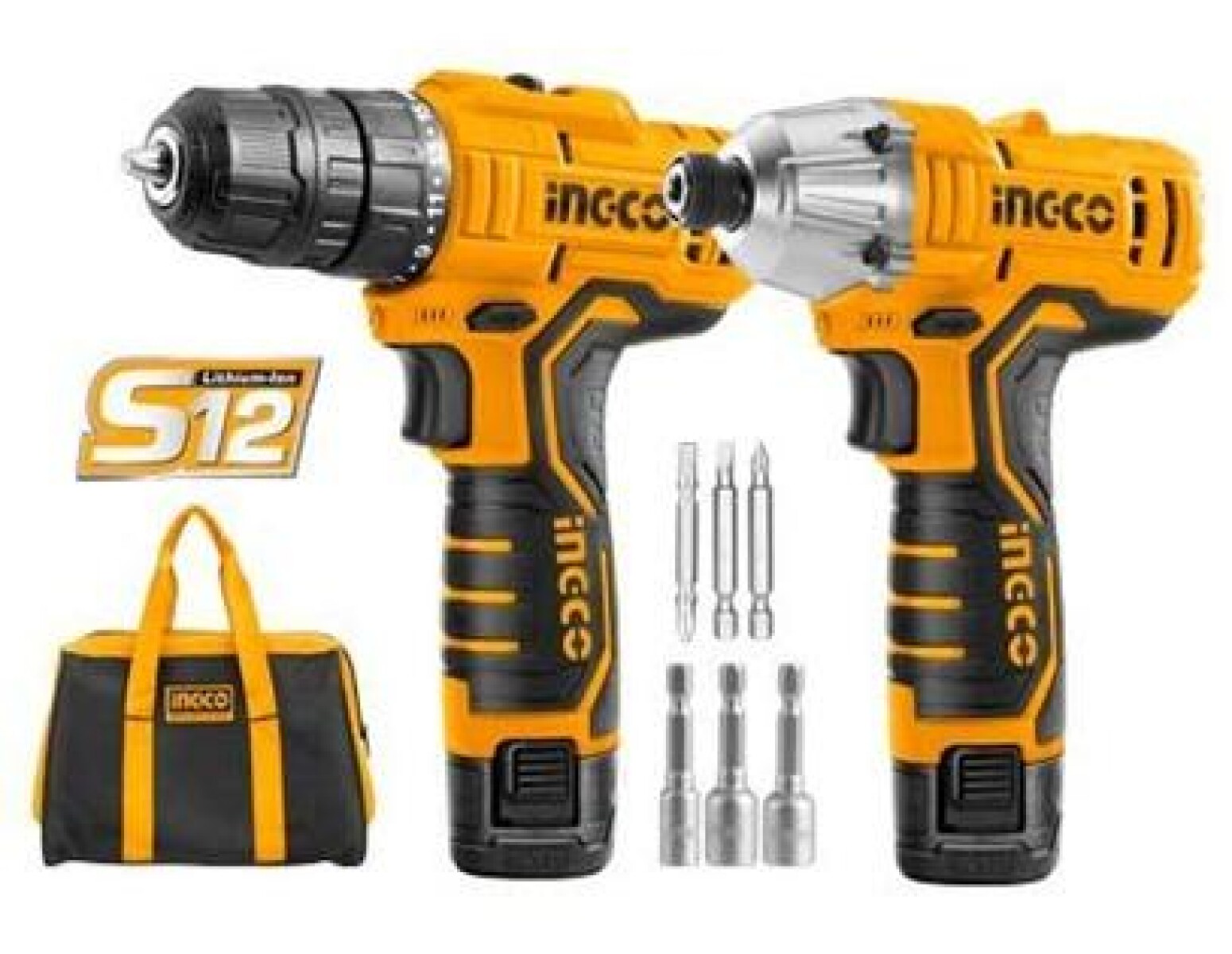 Kit 12v atornillador + atornilladora de impacto Ingco 