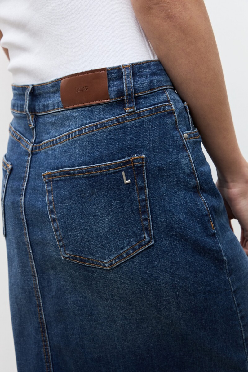 Falda midi de jean jean medio