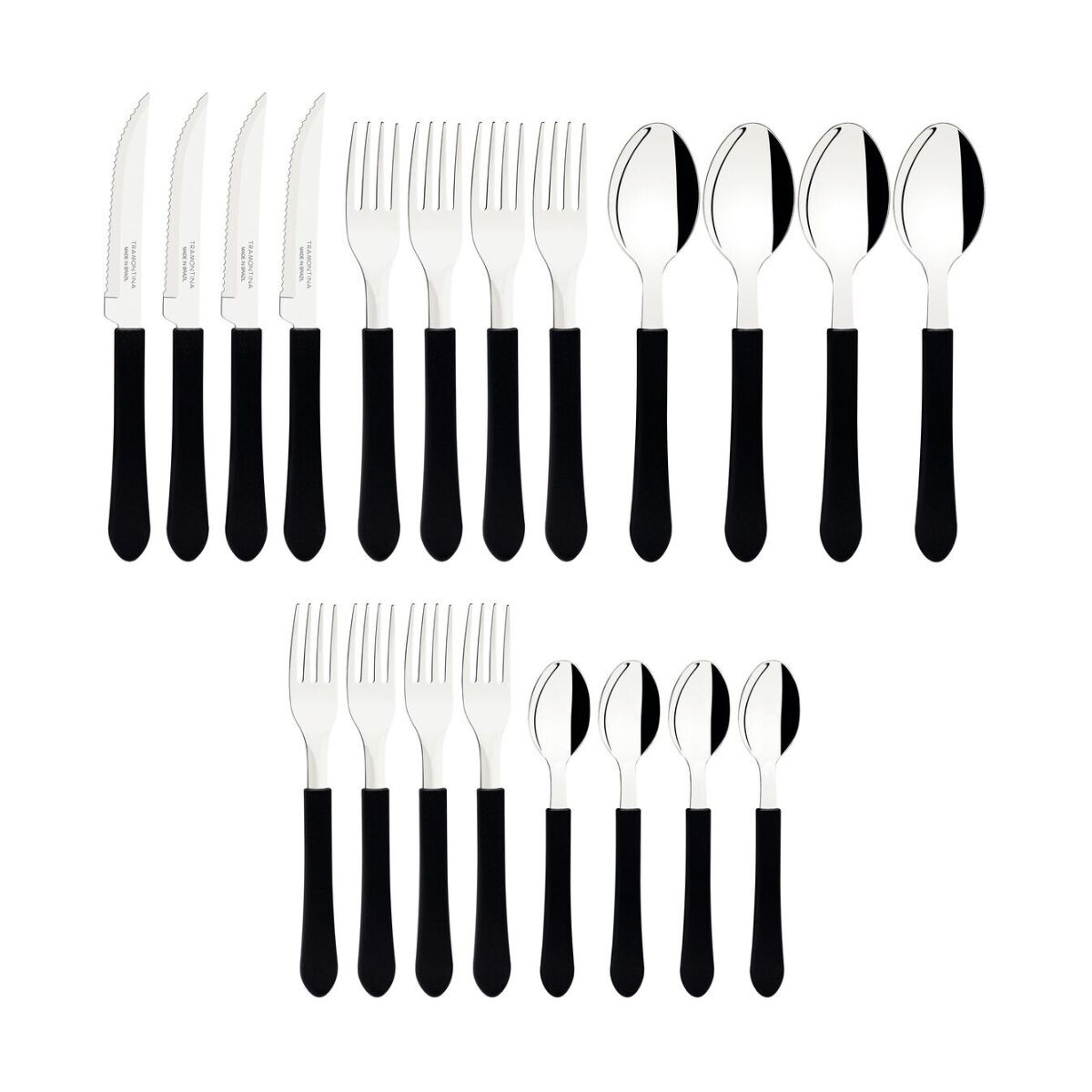 JUEGO CUBIERTOS NEGRO POTE 20PCS TRAMONTINA Juego Cubiertos Negro Pote 20pcs Tramontina