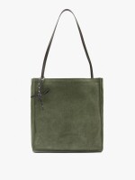 Bolso Shopper Rectangular Con Piel caqui