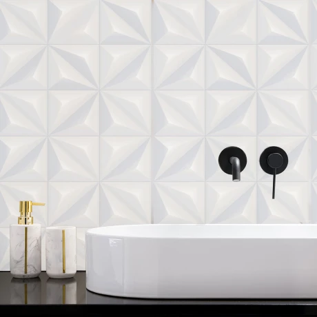 CERAMICA BLANCO 32X57 CON RELIEVE GAMAS DE GRIS