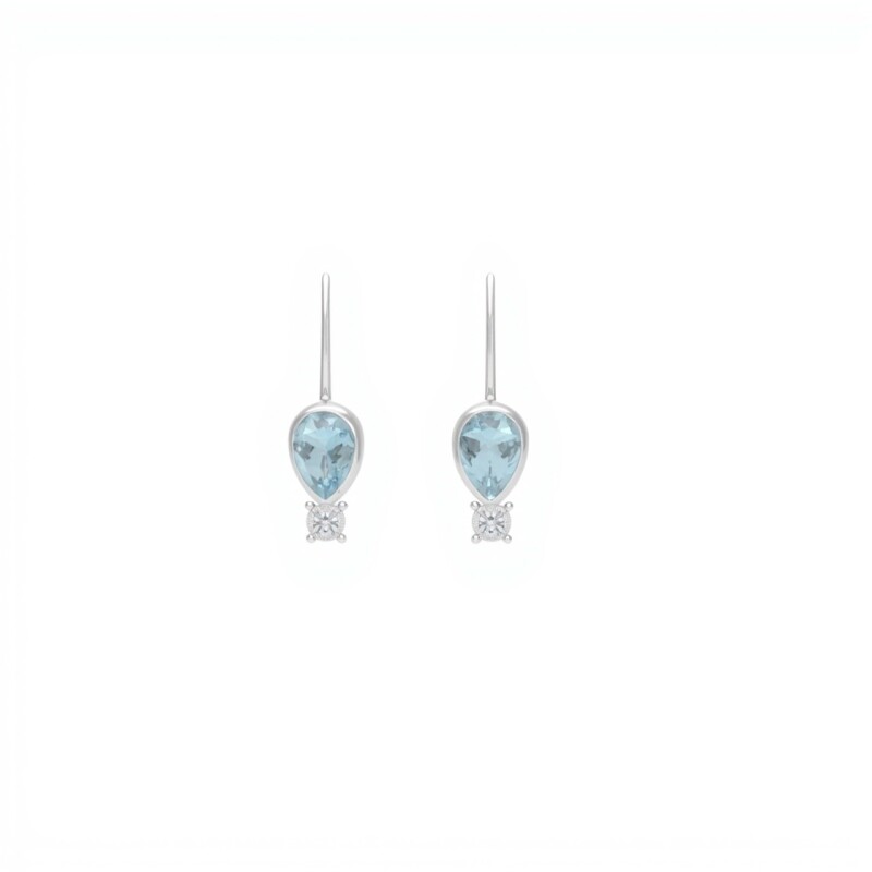 Caravanas Olivia - Plata rodinada 925-Piedra Topacio azul-CA2003 conpiedra