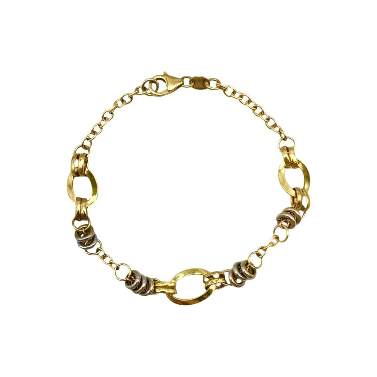 Pulsera Oval bicolor -Oro bajo-Sin Piedra-PU80102 - sinpiedra 