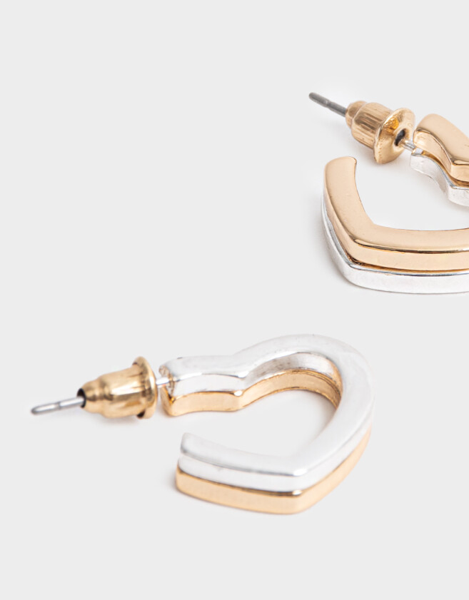 Aros Argollas Premium Silver Aros Argollas Bañado En Oro - Combinacion Bicolor