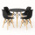 Juego de comedor Con Mesa Circular de 80cm + 4 Sillas Eames Negro/Negro