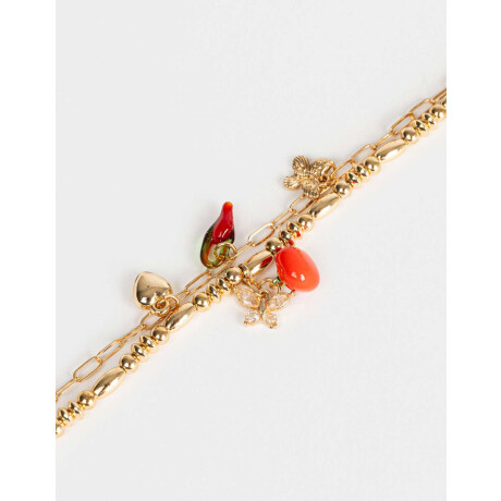 Pulseras Con Dije De Vidrio Dorado